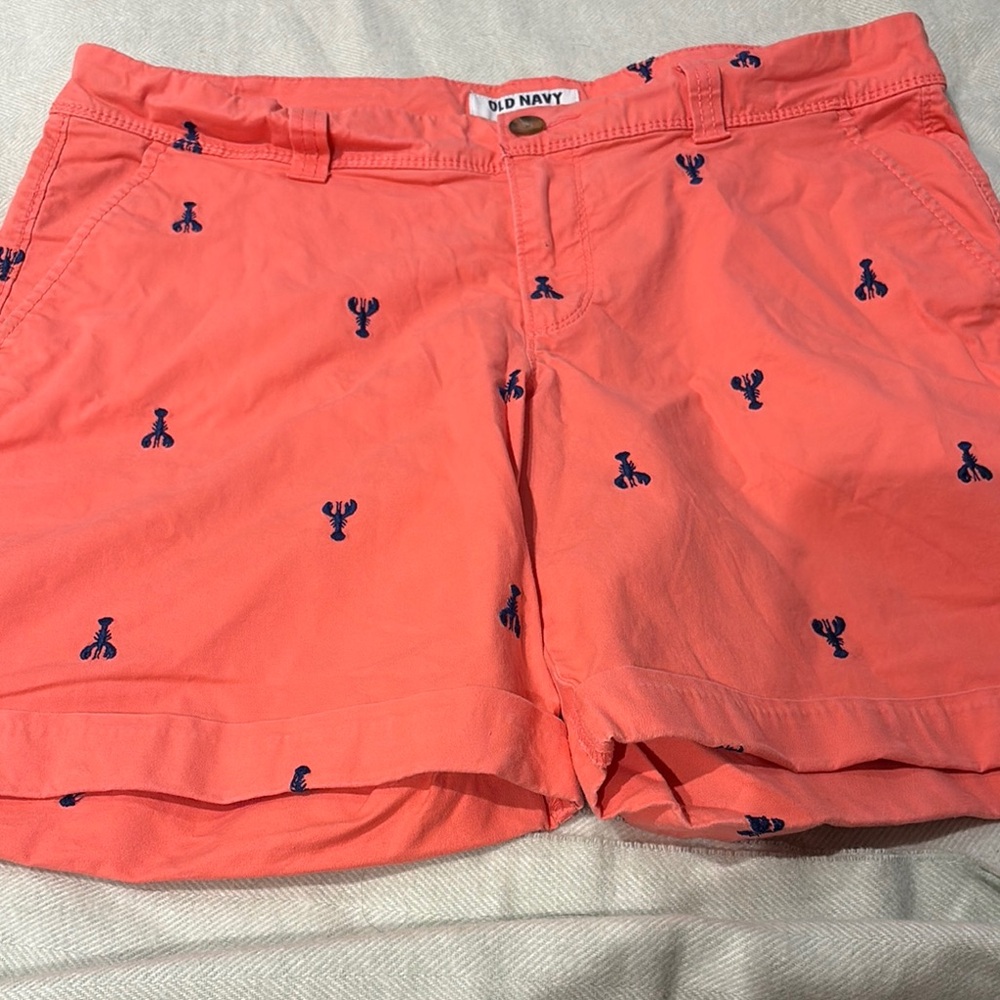 Old Navy Coral Shorts with Navy Lobster Design